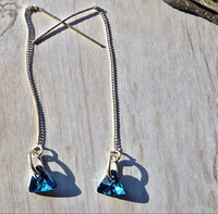 Swarovski Bermuda Blue Chrystal Sterling Silver Threader Earrings - SaltyCwgrl Creations