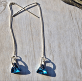 Swarovski Bermuda Blue Chrystal Sterling Silver Threader Earrings - SaltyCwgrl Creations