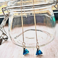 Swarovski Bermuda Blue Chrystal Sterling Silver Threader Earrings - SaltyCwgrl Creations