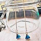Swarovski Bermuda Blue Chrystal Sterling Silver Threader Earrings - SaltyCwgrl Creations