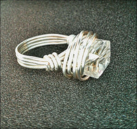 Artisan Handmade Swarovski Crystal and Silver Wire Wrap Ring - SaltyCwgrl Creations