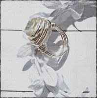 Artisan Handmade Swarovski Crystal and Silver Wire Wrap Ring - SaltyCwgrl Creations