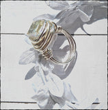 Artisan Handmade Swarovski Crystal and Silver Wire Wrap Ring - SaltyCwgrl Creations