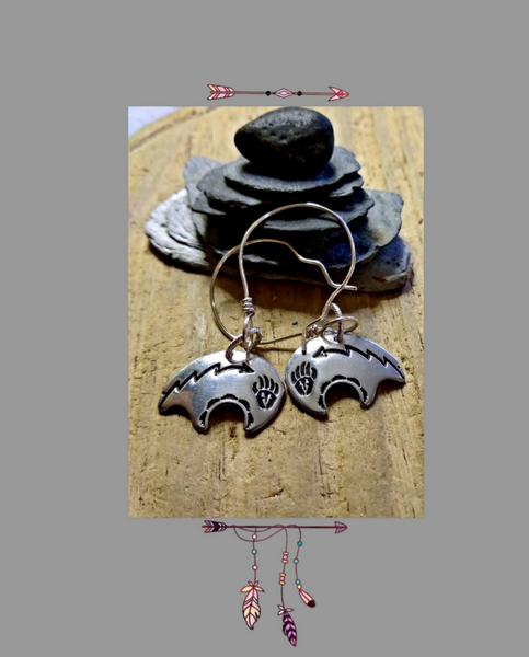 Silver Zuni Bear Fetish Earrings - SaltyCwgrl Creations