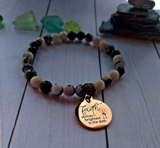 Gemstone Bead and Faith Charm Bracelet - SaltyCwgrl Creations