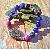 Gemstone Bali Silver Mandela Bracelet - SaltyCwgrl Creations