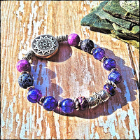 Gemstone Bali Silver Mandela Bracelet - SaltyCwgrl Creations