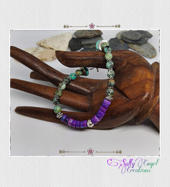 Kingman Turquoise & Sterling Toggle Bracelet - SaltyCwgrl Creations