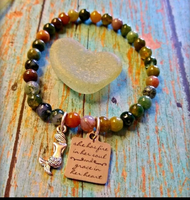 Jasper Gemstone Mermaid Charm Bracelet - SaltyCwgrl Creations