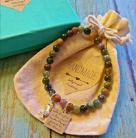 Jasper Gemstone Mermaid Charm Bracelet - SaltyCwgrl Creations