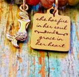 Jasper Gemstone Mermaid Charm Bracelet - SaltyCwgrl Creations
