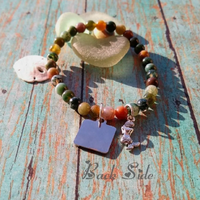 Jasper Gemstone Mermaid Charm Bracelet - SaltyCwgrl Creations