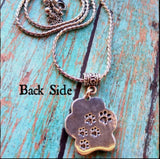 I Love My Pet Paw Print Pendant Necklace - SaltyCwgrl Creations