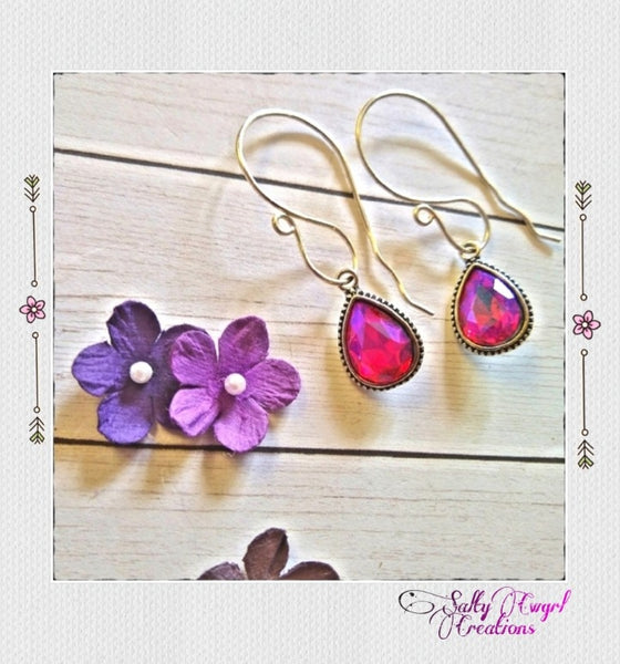 Pretty in Pink Crystal Teardrop Earrings - SaltyCwgrl Creations